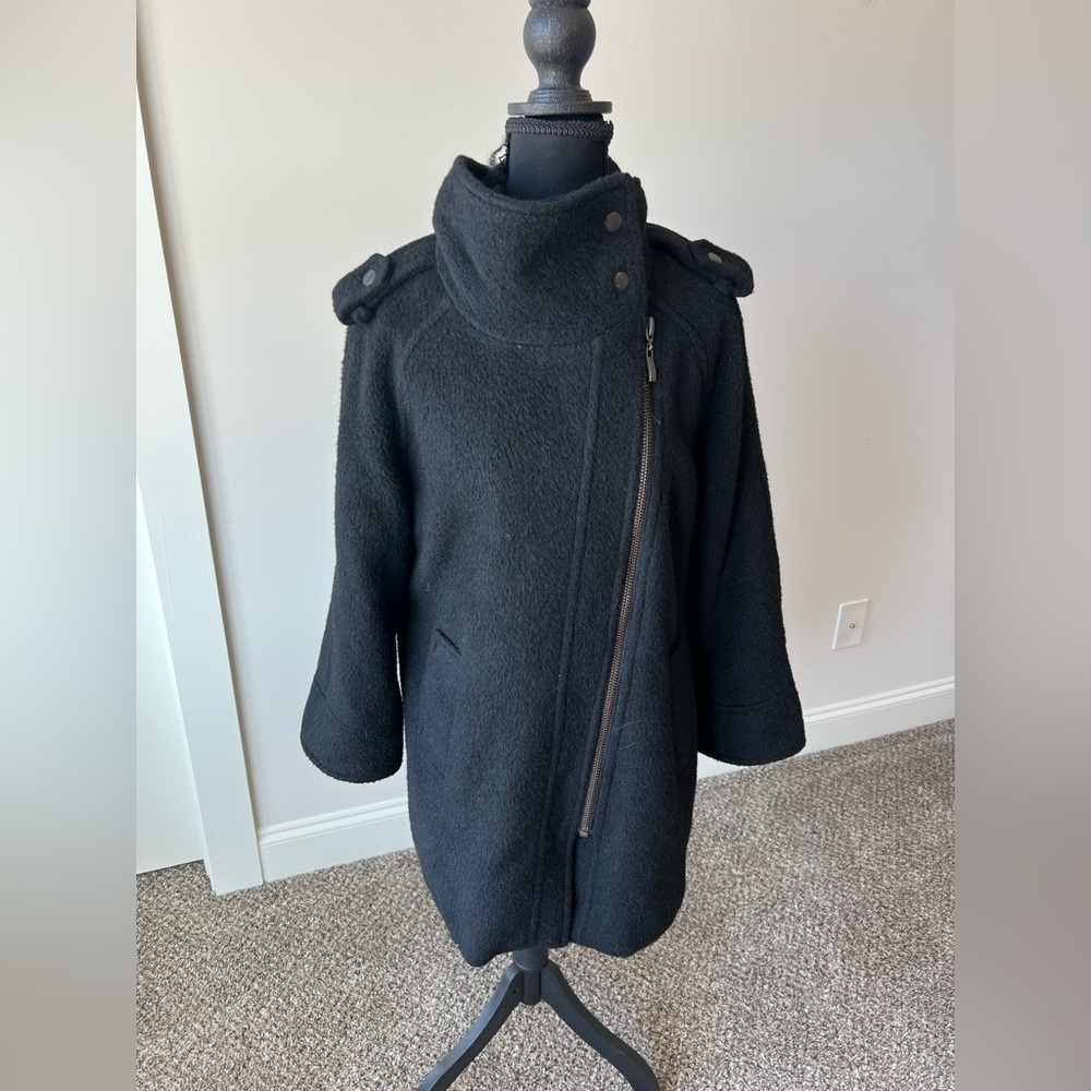 Bar III Women's Black Wool Coat Size Large